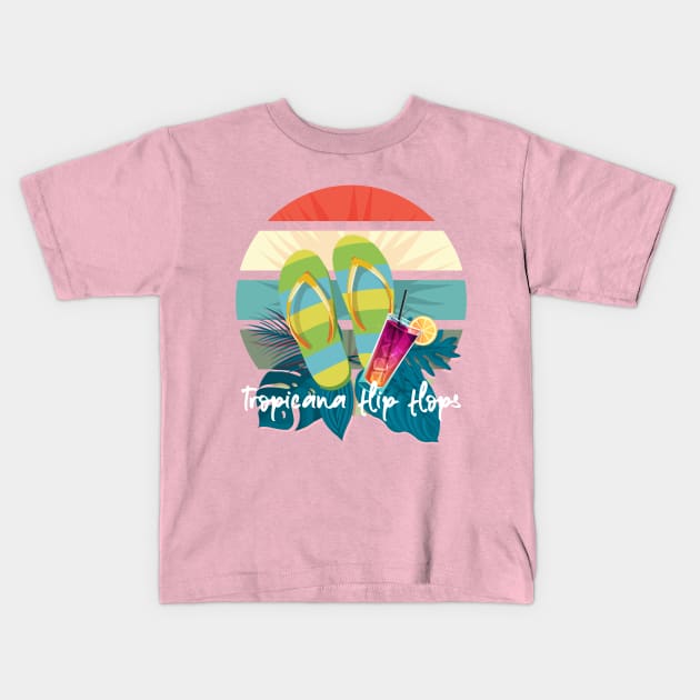 Tropicana flip flops Kids T-Shirt by Johnny